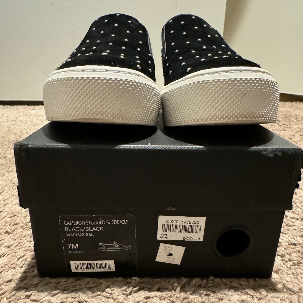 COACH Cameron Studded Suede Black Slip Ons